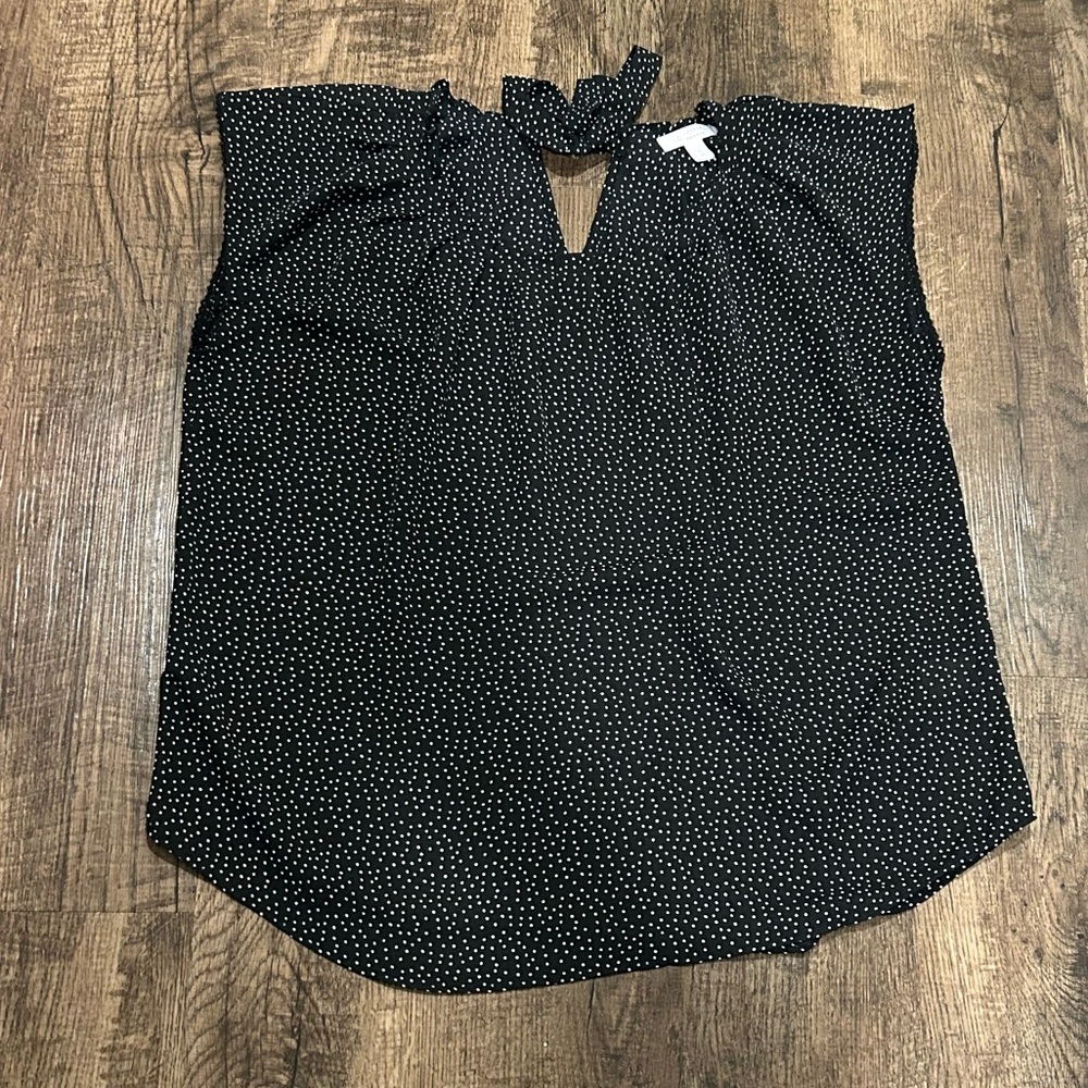 LC Lauren Conrad Black and White Sheer Blouse